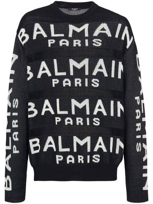 Balmain pull à logo en intarsia - Noir