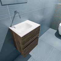 Mondiaz Ada 40cm toiletmeubel dark brown met wastafel talc links zonder kraangat - thumbnail