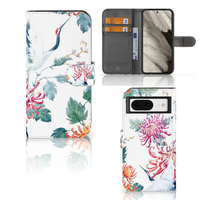 Google Pixel 8 Telefoonhoesje met Pasjes Bird Flowers