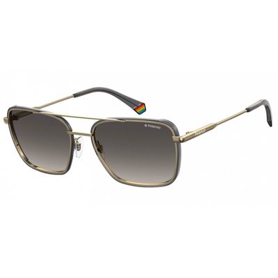 Polaroid Zonnebril 6115/s Heren Cat.3 Vierkant Rvs Goud/grijs