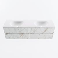 MONDIAZ VICA 160cm badmeubel onderkast Carrara 4 lades. Wastafel MOON dubbel 2 kraangaten, kleur Talc.