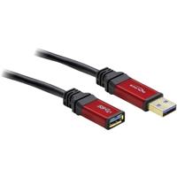 Delock USB-kabel USB 3.2 Gen1 (USB 3.0 / USB 3.1 Gen1) USB-A stekker, USB-A bus 2.00 m Rood, Zwart Vergulde steekcontacten, UL gecertificeerd 82753