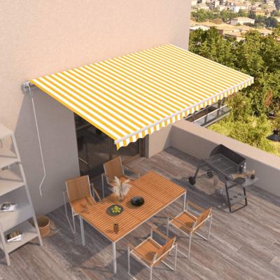 Luifel automatisch uittrekbaar 500x350 cm geel en wit
