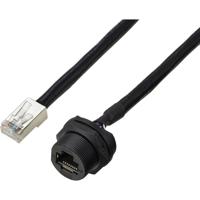 TRU COMPONENTS TC-E13T-FR6-PWF/MR6-NCA-0.5PV-JD RJ45-bus voor montage aan de achterzijde met draad IP67 (schroefdraad) kabel CAT6a, 0,5 m TC-13543648 Aantal