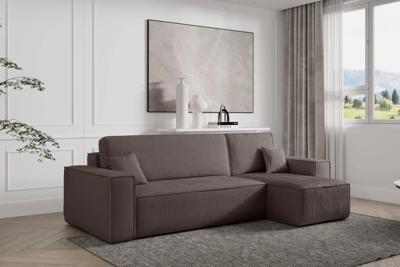 2dekans Hoekbank Karlo Ribstof Taupe - Universeel - Slaapbank met opbergruimte [Niet in originele verpakking]