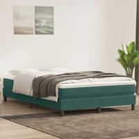 Boxspring met matras fluweel donkergroen 160x220 cm