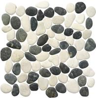 Stone Line Pebbles Mozaiek Tegel Kiezel - Wit / Zwart Kiezels Ongeglazuurd 300x300mm
