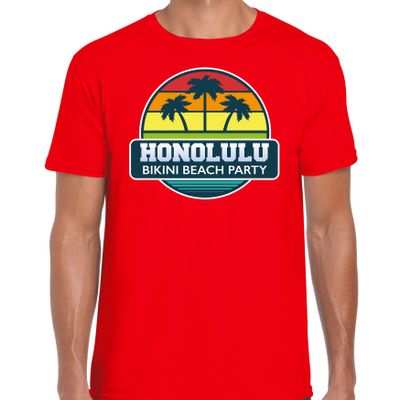 Honolulu zomer t-shirt / shirt Honolulu bikini beach party rood voor heren