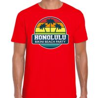 Honolulu zomer t-shirt / shirt Honolulu bikini beach party rood voor heren