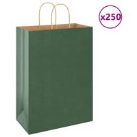 VidaXL Papieren zakken 250 st met hengsels 32x17x44 cm groen