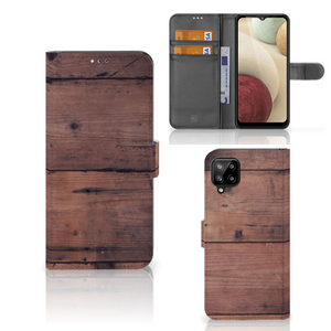 Samsung Galaxy A12 Book Style Case Old Wood