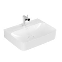 Villeroy & Boch Finion wastafel onderzijde geslepen 1 kraangat 60x47cm Ceramic+ met verdekte overloop stone white 41686CRW