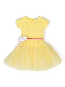 Monnalisa robe en tulle à fleurs - Jaune