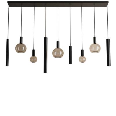 Hanglamp Riva recht 9 lichts zwart