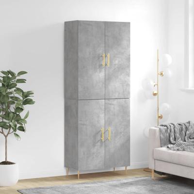 Hoge kast 69,5x34x180 cm bewerkt hout betongrijs