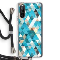 Gekleurde driehoekjes blauw: Sony Sony Xperia 10 III Transparant Hoesje met koord