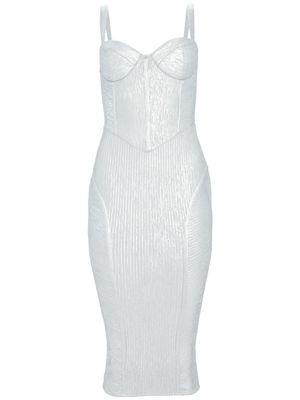 Retrofete robe mi-longue Zora à design sans manches - Argent