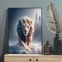 Canvas Kunstwerk "Majestueuze Leeuw" - 30x40cm - Home & Living - Spiritueelboek.nl - thumbnail