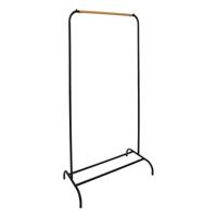 Kledingrek Artemis met enkele hang stang - metaal - zwart/naturel - 82 x 40 x 151 cm