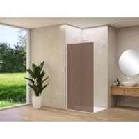 Van Rijn Products ST01 vaste wand - 98x200cm - brons rookglas - - dikte 8mm - stabilisatiestang - muurprofiel - Wit ST01500100BRWTM Van Rijn Products ST01 vaste wand - 98x200cm - brons rookglas - - dikte 8mm - stabilisatiestang - muurprofiel - Wit ST01500100BRWTM