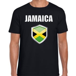 Jamaica landen supporter t-shirt met Jamaicaanse vlag schild zwart heren 2XL  -