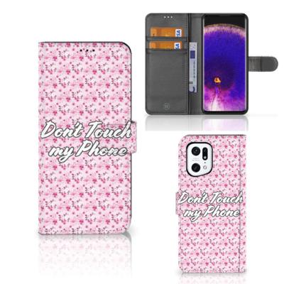 OPPO Find X5 Pro Portemonnee Hoesje Flowers Pink DTMP OPPO Find X5 Pro Portemonnee Hoesje Flowers Pink DTMP