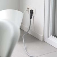 CHACON Textiel verlenger 5m 3x1.5m2 textielkabel & zwarte platte stekker zwart / wit