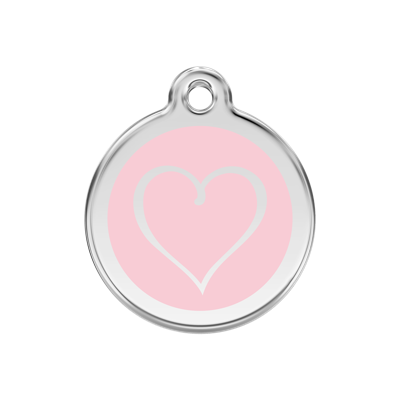 Tribal Heart Pink roestvrijstalen hondenpenning medium/gemiddeld dia. 3 cm - Reddingo