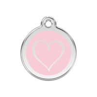 Tribal Heart Pink roestvrijstalen hondenpenning medium/gemiddeld dia. 3 cm - Reddingo