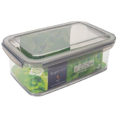 Hega Hogar Vershoudbakjes - transparant/grijs - 1,9 liter - 24 x 15 x 8 cm- plastic - bewaarbakje