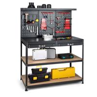 Werkbank voor Werkplaats en Garage met Planken en Laden Geperforeerde Panelen Werktafel Metalen Frame met 25 Gereedschapshouders