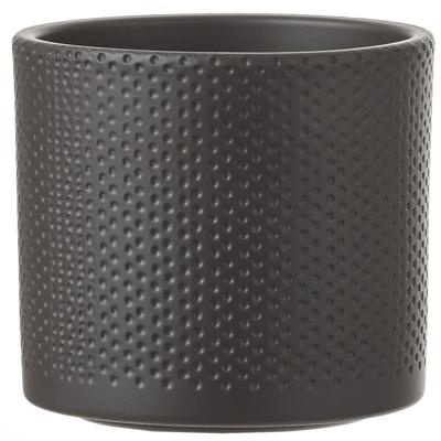 Mica Decorations Bloempot - antraciet - relief - keramiek - D14 x H13 cm - plantenpotten binnen