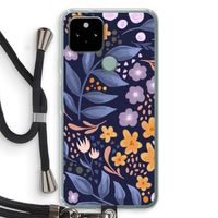 Flowers with blue leaves: Pixel 5 Transparant Hoesje met koord