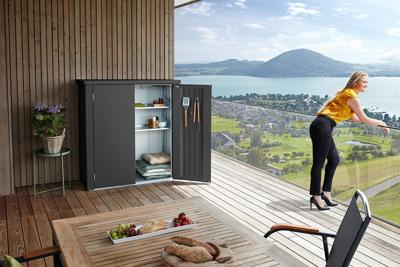 Biohort Terraskast Romeo M High donkergrijs metallic 132x57x181 cm- - Metaal- Biohort