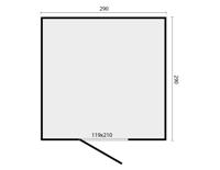 Douglas berging Brooklyn zwart gespoten 291 x 291 x 241 cm inclusief deur Tuindeco - Tuindeco