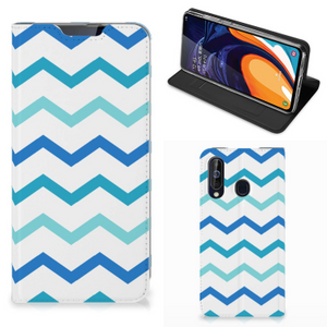 Samsung Galaxy A60 Hoesje met Magneet Zigzag Blauw