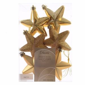 24x Gouden sterren kerstballen 7 cm kunststof glans/mat/glitter