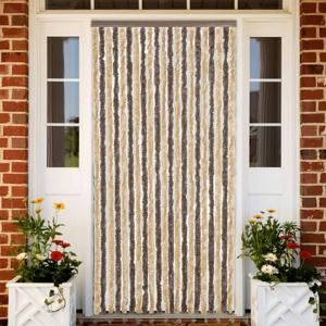 VidaXL Vliegengordijn 90x200 cm chenille donkerbruin en beige