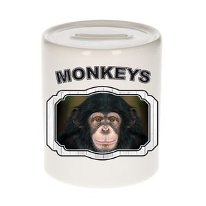 Dieren leuke chimpansee spaarpot - monkeys/ apen spaarpotten kinderen 9 cm