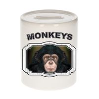 Dieren leuke chimpansee spaarpot - monkeys/ apen spaarpotten kinderen 9 cm - thumbnail