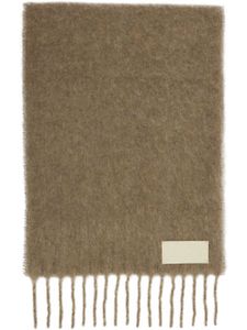 AMI Paris écharpe frangée à patch logo - Marron