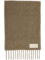 AMI Paris écharpe frangée à patch logo - Marron