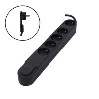 CHACON Stekkerdoos 5 x 16 A met schakelaar, platte stekker, 1,5 m kabel HO5VV-F 3x1,5 mm² zwart