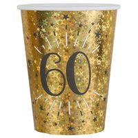 Verjaardag feest bekertjes leeftijd - 10x - 60 jaar - goud - karton - 270 ml Verjaardag feest bekertjes leeftijd - 10x - 60 jaar - goud - karton - 270 ml