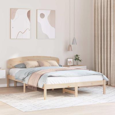 Bedframe met hoofdeinde Bruin 150 x 200 cm Massief grenenhout