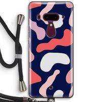 Memphis Shapes Pink: HTC U12+ Transparant Hoesje met koord