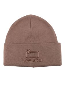 Woolrich bonnet en laine mélangée à logo brodé - Marron