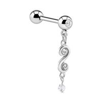 Jeweled Barbell with Charm Chirurgisch staal 316L / Belegde messing Barbells - thumbnail