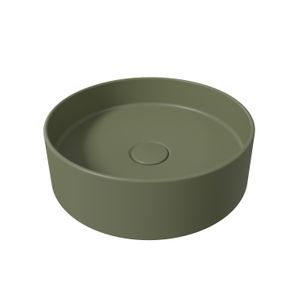 Opbouw Waskom Salenzi Hide Circle 40x12 cm Mat Legergroen (inclusief bijpassende afvoerplug)