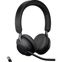 Jabra Evolve2 65 UC On Ear headset Telefoon Bluetooth Stereo Zwart Noise Cancelling Volumeregeling, Indicator voor batterijstatus, Microfoon uitschakelbaar